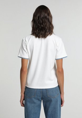 Regular Fit Shirt Neck Düz Kadın Beyaz Kısa Kol Tişört