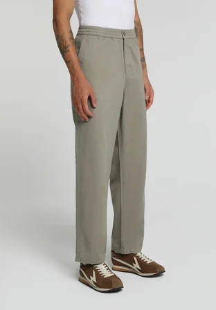 Relaxed Fit Orta Bel Düz Paça Erkek Bej  Pantolon