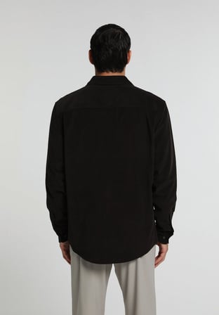 Regular Fit Shirt Neck Düz Erkek Kahverengi Uzun Kol Gömlek
