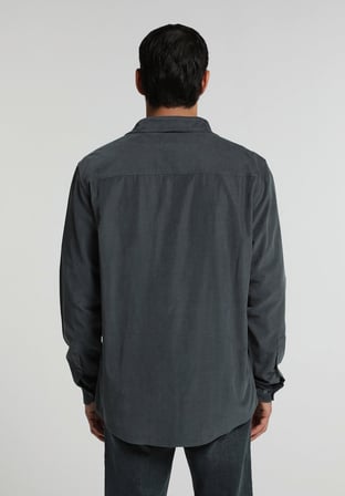 Regular Fit Shirt Neck Düz Erkek Yeşil Uzun Kol Gömlek