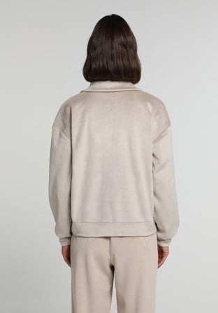 Regular Fit Polo Yaka Düz Kadın  Sweatshirt