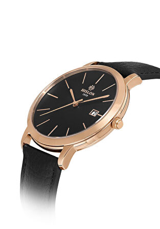 Hislon Siyah Deri Kordon Erkek Kol Saati CL161R-04BR