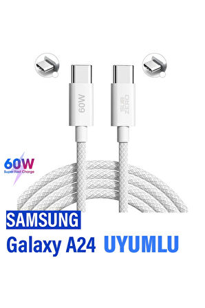 Samsung A24 Şarj Kablosu Type-C to TYPE C Hızlı Şarj İçin 1 Metre