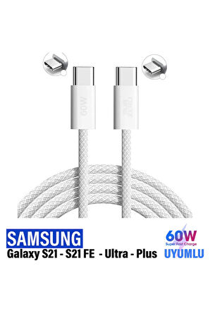 Samsung S21 - S21 FE - S21 Ultra - S21 Plus Şarj Kablosu Type C PD Hızlı Şarj