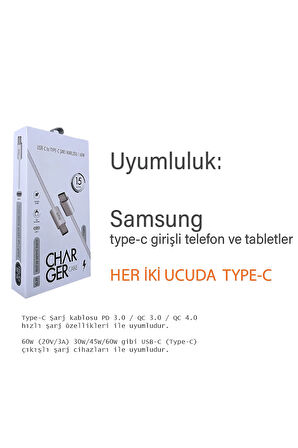 Samsung S21 - S21 FE - S21 Ultra - S21 Plus Şarj Kablosu Type C PD Hızlı Şarj
