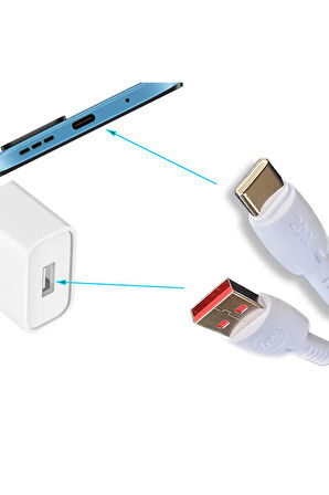 Samsung A22 Şarj Kablosu 3.4A 20W HIZLI Type C Şarj Kablosu