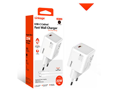 20W USB-C Girişli 1mt Type-C to Type-C Kablolu, Duvar Şarj LKC-44