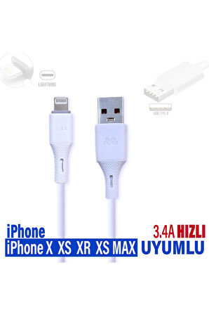iPhone X  XS  XR  XS MAX Şarj Kablosu  3.4A HIZLI Şarj | USB - Ligtning
