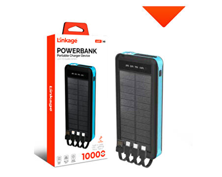10.000 mAh 1xUSB LCD Ekran, Dahili USB, Mikro, Type-C, Güneş Enerjili Powerbank LKP-48