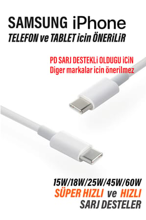 Samsung A53 A54 A55 A56 A57 Hızlı Şarj Kablosu Type-C - Type-C Şarj Kablosu 60W