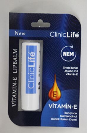 Cliniclife Dudak Bakım Kremi  4,8gr, Doğal Yağlar ile ÇİLEK-KİRAZ-SPF15-VİTAMİN E Nem  Lip Balm