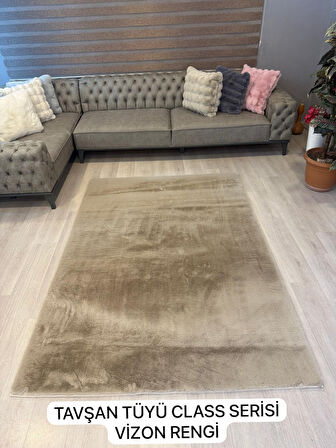 Aries Home Tavşan Tüyü Vizon Yumuşak Makinede Yıkanabilir Kaymaz Kalın Dekoratif Post Halı