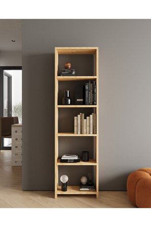 CLASSY 102ASYA 5 RAFLI TEK PARÇA KİTAPLIK SAFİR MEŞE