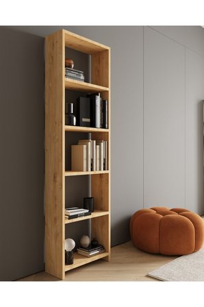 CLASSY 102ASYA 5 RAFLI TEK PARÇA KİTAPLIK SAFİR MEŞE