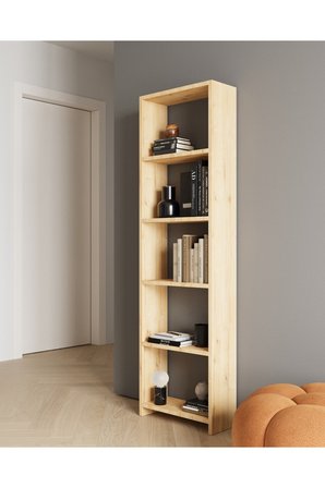 CLASSY 102ASYA 5 RAFLI TEK PARÇA KİTAPLIK SAFİR MEŞE