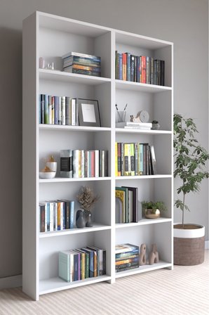 CLASSY 103MUSAB 10 RAFLI 2 PARÇA ARKALIKLI KİTAPLIK ÇOK AMAÇLI DOLAP BEYAZ