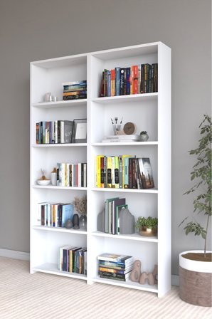 CLASSY 103MUSAB 10 RAFLI 2 PARÇA ARKALIKLI KİTAPLIK ÇOK AMAÇLI DOLAP BEYAZ