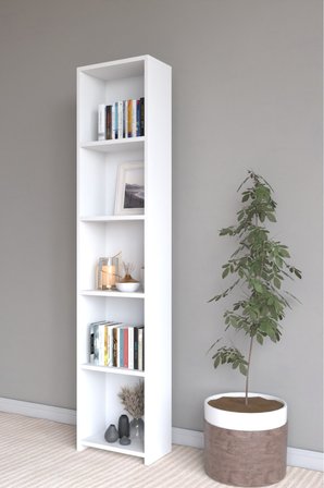 CLASSY 104EMİR 5 RAFLI ARKALIKLI KİTAPLIK VE DOLAP BEYAZ