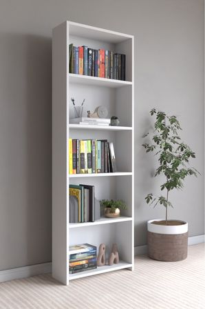 CLASSY 105NİSA 5 RAFLI ARKALIKLI KİTAPLIK ÇOK AMAÇLI DOLAP BEYAZ