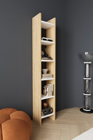 CLASSY 106URAZ 5 RAFLI ÇİFT RENKLİ KİTAPLIK SAFİR MEŞE