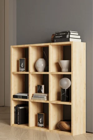 CLASSY 107OYA 9 RAFLI KARE KİTAPLIK SAFİR MEŞE
