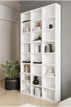 CLASSY 109ZEYNEP 24 RAFLI ÇOK AMAÇLI DOLAP - KİTAPLIK BEYAZ