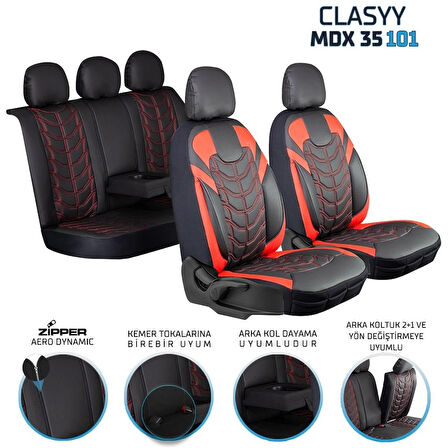 
Volvo 440 Uyumlu Full Deri Oto Koltuk Kılıfı Ön Arka Set Classy Model Kırmızı Siyah SC