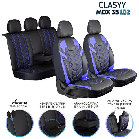 
Alfa Romeo 155 Uyumlu Full Deri Oto Koltuk Kılıfı Ön Arka Set Classy Model Mavi Siyah SC