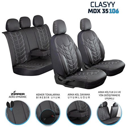 
Volvo S70 Uyumlu Full Deri Oto Koltuk Kılıfı Ön Arka Set Classy Model Siyah Beyaz SC