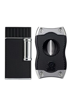 Colibri Julius Çakmak & SV-Cut Krom-Siyah Premium Puro Seti