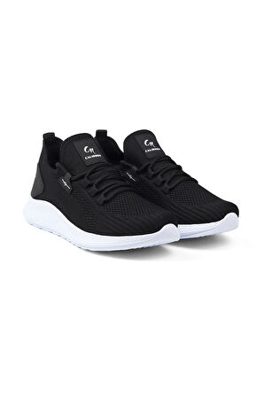 Erkek Siyah Beyaz Sneaker Spor Ayakkabı Rahat Hafif Günlük