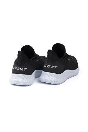 Erkek Siyah Beyaz Sneaker Spor Ayakkabı Rahat Hafif Günlük
