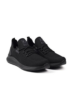Erkek Siyah Sneaker Spor Ayakkabı Rahat Hafif Günlük
