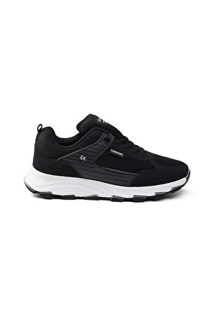 Erkek Siyah Spor Ayakkabı Rahat Yürüyüş Koşu Günlük Sneaker Bağcıklı Hafif Taban