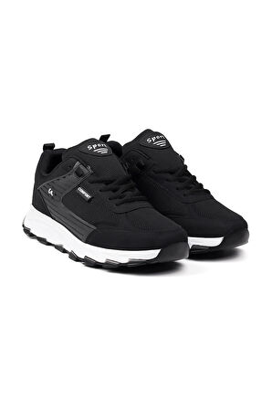 Erkek Siyah Spor Ayakkabı Rahat Yürüyüş Koşu Günlük Sneaker Bağcıklı Hafif Taban