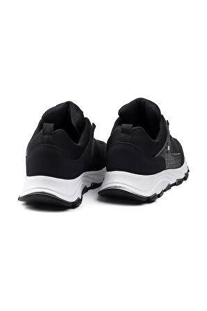 Erkek Siyah Spor Ayakkabı Rahat Yürüyüş Koşu Günlük Sneaker Bağcıklı Hafif Taban