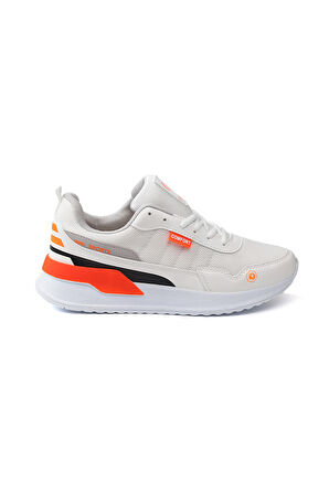 Erkek Beyaz Oranj Spor Ayakkabı Rahat Yürüyüş Koşu Günlük Sneaker Bağcıklı Hafif Taban