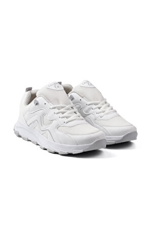 Erkek Beyaz Spor Ayakkabı Rahat Günlük Sneaker Yürüyüş Koşu Hafif Taban Bağcıklı