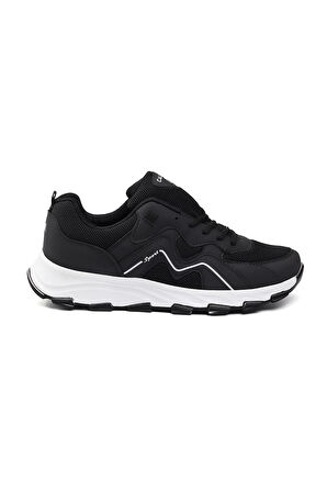 Erkek Siyah Beyaz Spor Ayakkabı Rahat Günlük Sneaker Yürüyüş Koşu Hafif Taban Bağcıklı