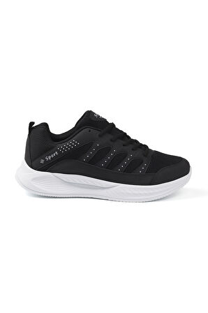 Erkek Siyah Beyaz Günlük Spor Ayakkabı Rahat Yürüyüş Sneaker Hafif Tabanlı