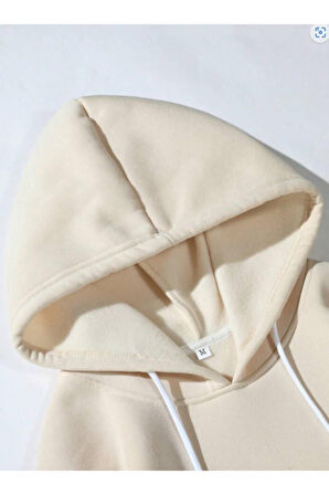 Unisex Bej California Los Angeles 23 Baskılı Oversize Kapşonlu Sweatshirt