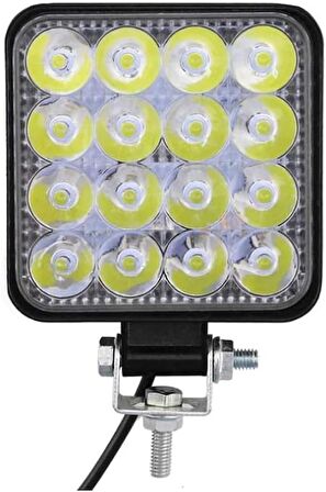 16 Ledli Çalışma Lambası Kare Siyah 12-24 Volt Uyumlu 1 Adet