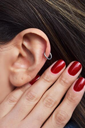 Çelik Düz Halka Tragus Piercing Helix Kıkırdak Küpesi