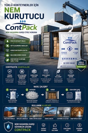 ContPack Plus Askılı Nem Alıcı Rutubet Önleyici Koku Giderici Terleme Önleyici 1140 Gr 3 Adet