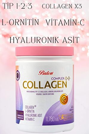 COLLAGEN COMPLEX ++ MEYVE AROMALI TİP 1,2,3 KOLAJEN , L-ORNİTİN, HYALURONİK ASİT, VİTAMİN C