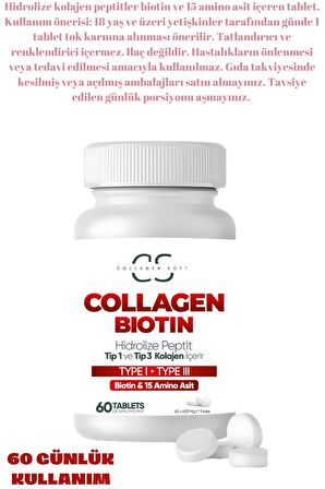 COLLAGEN COMPLEX TİP 1,2,3 KOLAJEN , L-ORNİTİN, HYALURONİK ASİT, VİTAMİN C ve BİOTİN FIRSAT SET