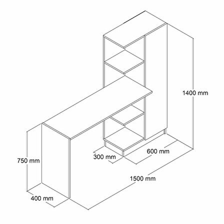 Venüs Çalışma Masası Raflı Kapaklı Çam Beyaz - CLM0503