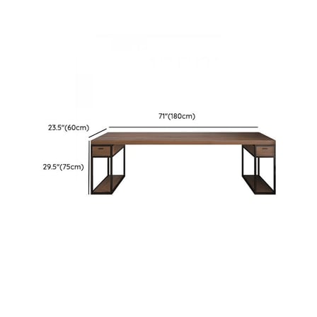 ÇLM3246 Modern Dikdörtgen Çalışma Masası Ahşap Metal Kızak Ayaklı