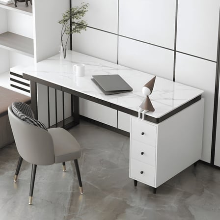 ÇLM328 Modern Dikdörtgen Çalışma Masası MDF Üstlü Metal Ayaklı Çekmeceli