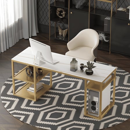 ÇLM3425 Modern Dikdörtgen Çalışma Masası MDF Üstlü Metal Ayaklı